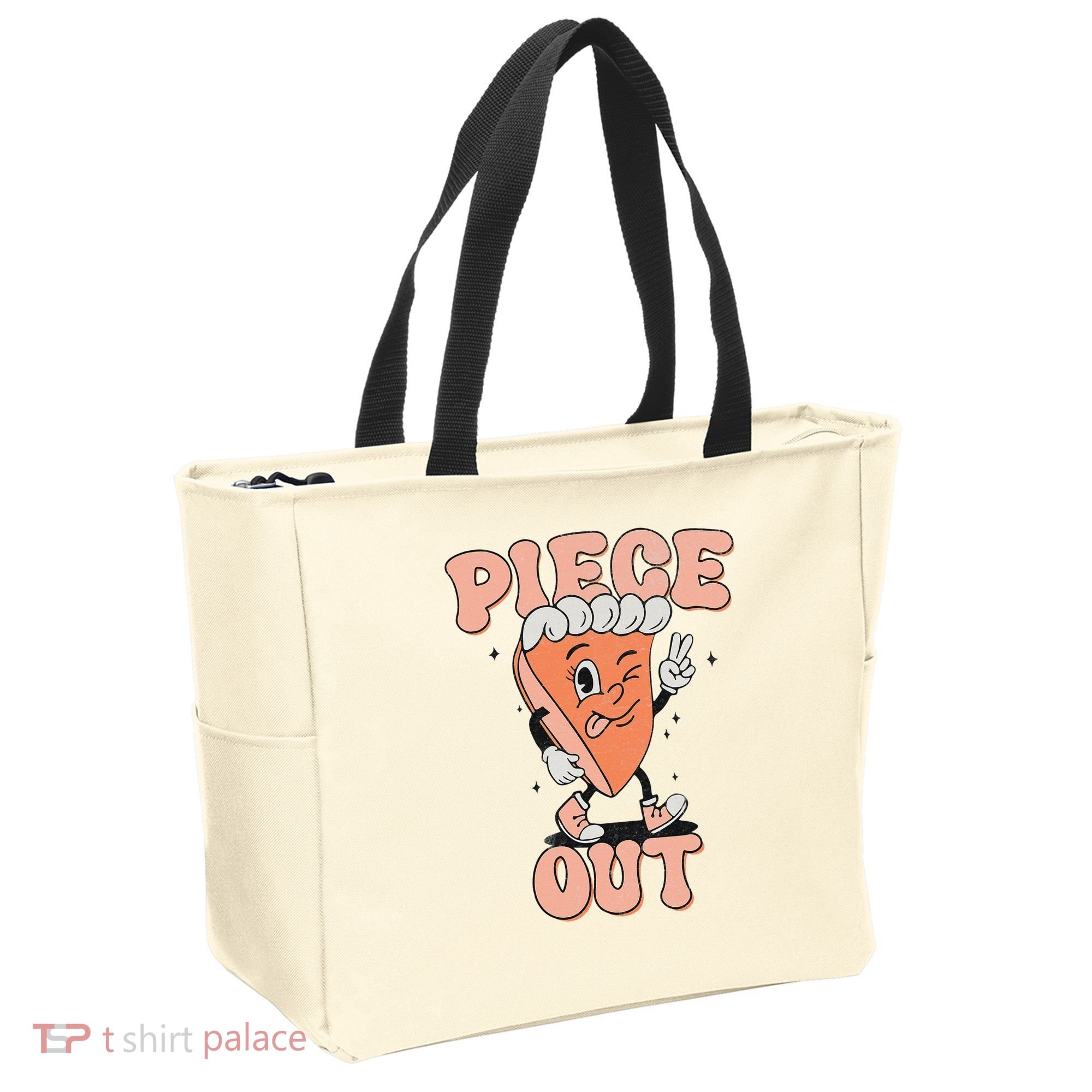Piece Out Pumpkin Pie Retro Thanksgiving Fall Vibes Groovy Tote Bag