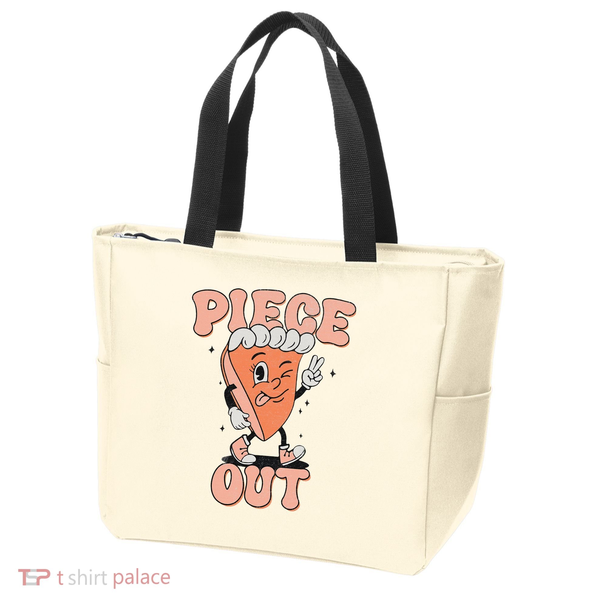 Piece Out Pumpkin Pie Retro Thanksgiving Fall Vibes Groovy Tote Bag