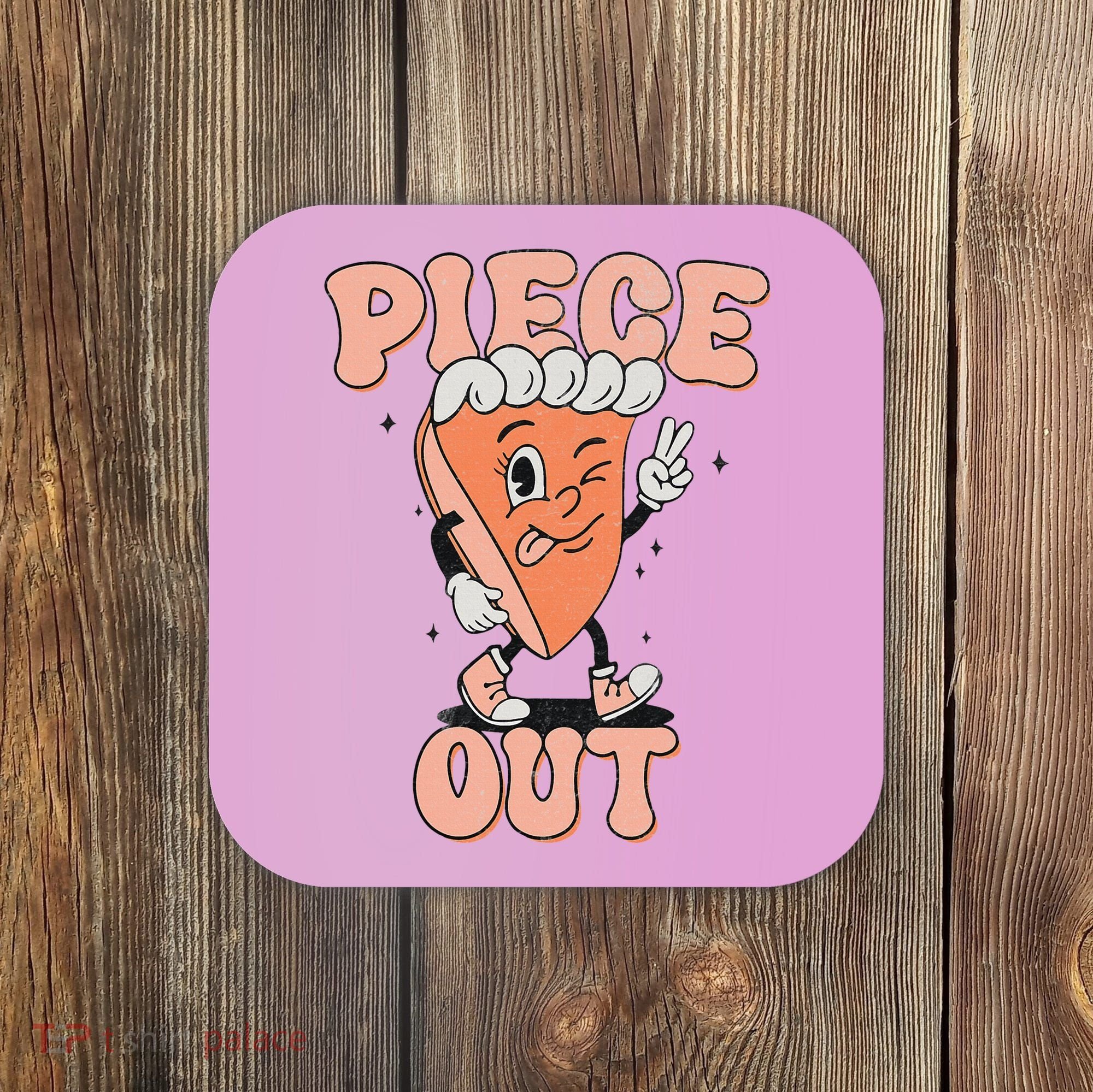 Piece Out Pumpkin Pie Retro Thanksgiving Fall Vibes Groovy Coaster