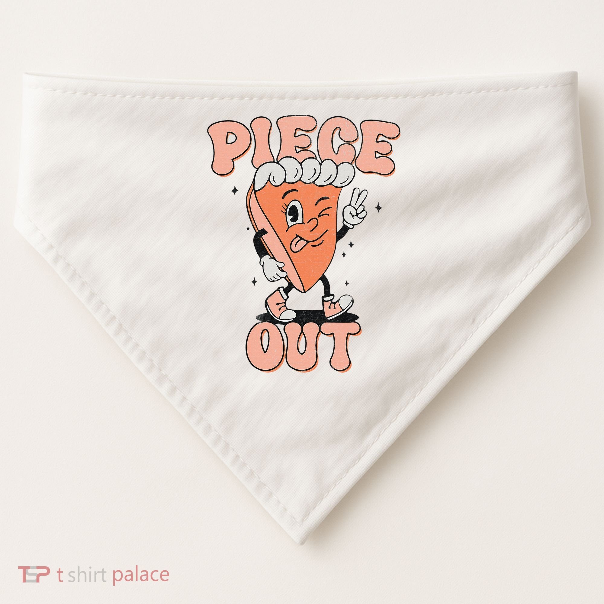 Piece Out Pumpkin Pie Retro Thanksgiving Fall Vibes Groovy USA-Made Doggie Bandana
