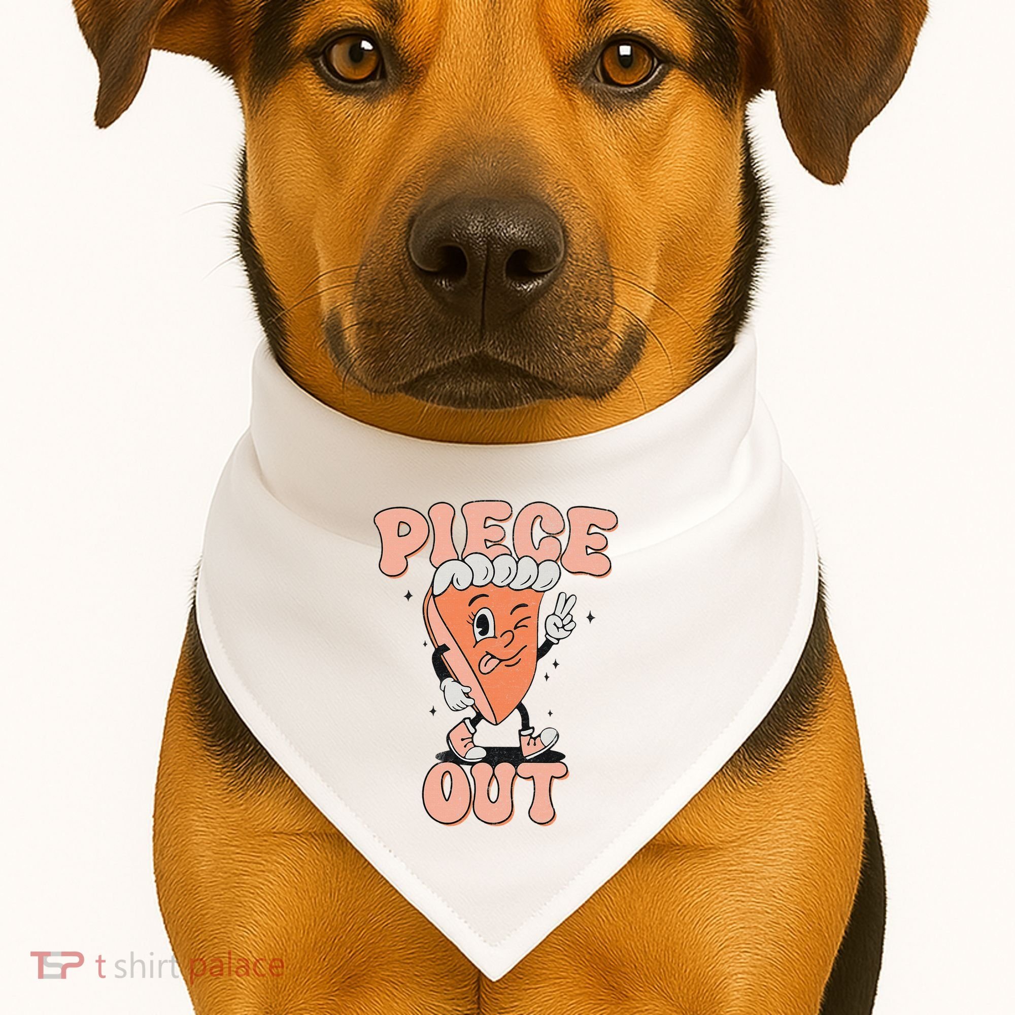 Piece Out Pumpkin Pie Retro Thanksgiving Fall Vibes Groovy USA-Made Doggie Bandana