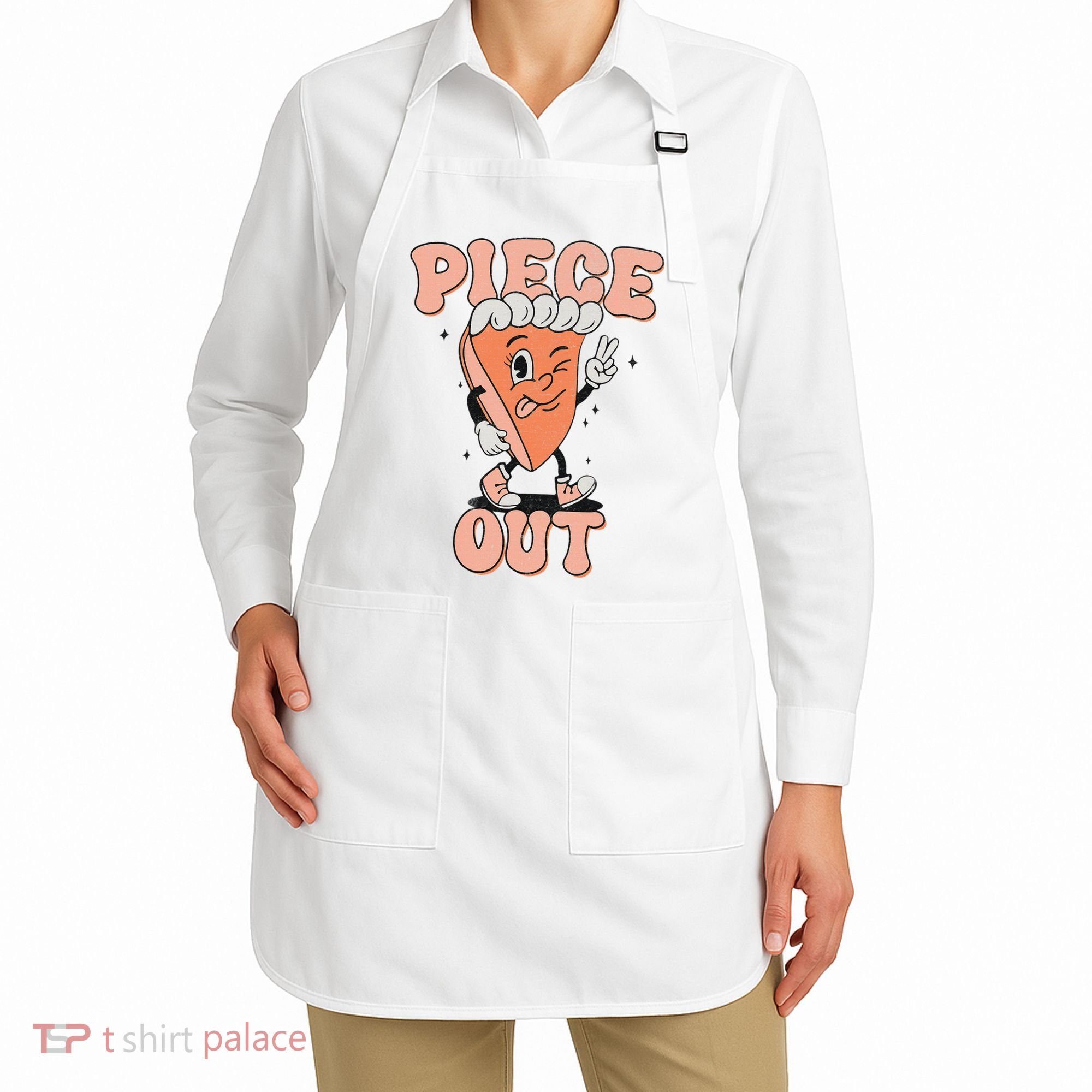 Piece Out Pumpkin Pie Retro Thanksgiving Fall Vibes Groovy Apron