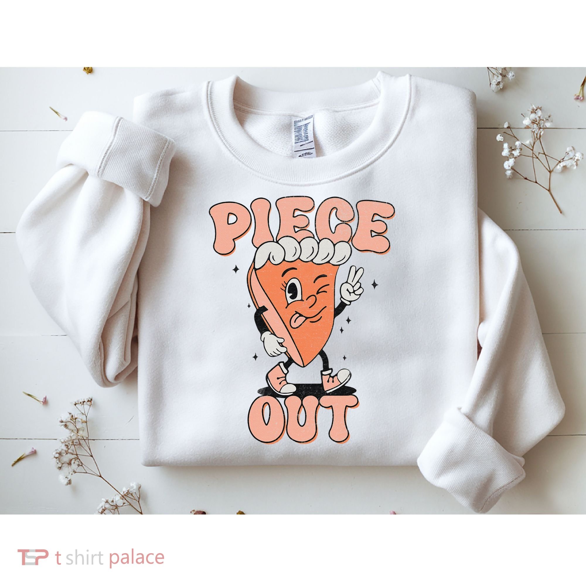 Piece Out Pumpkin Pie Retro Thanksgiving Fall Vibes Groovy Sweatshirt