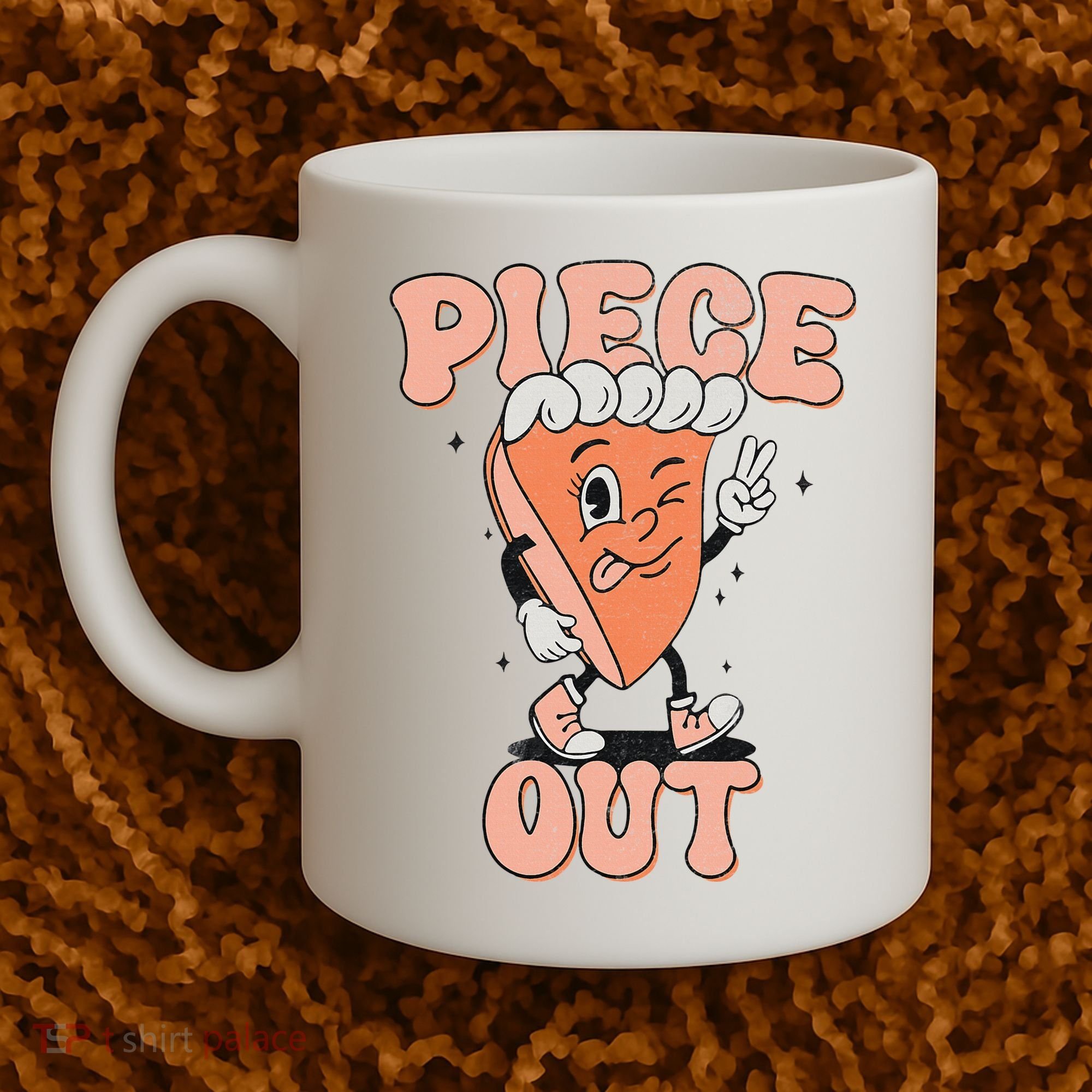 Piece Out Pumpkin Pie Retro Thanksgiving Fall Vibes Groovy Coffee Mug