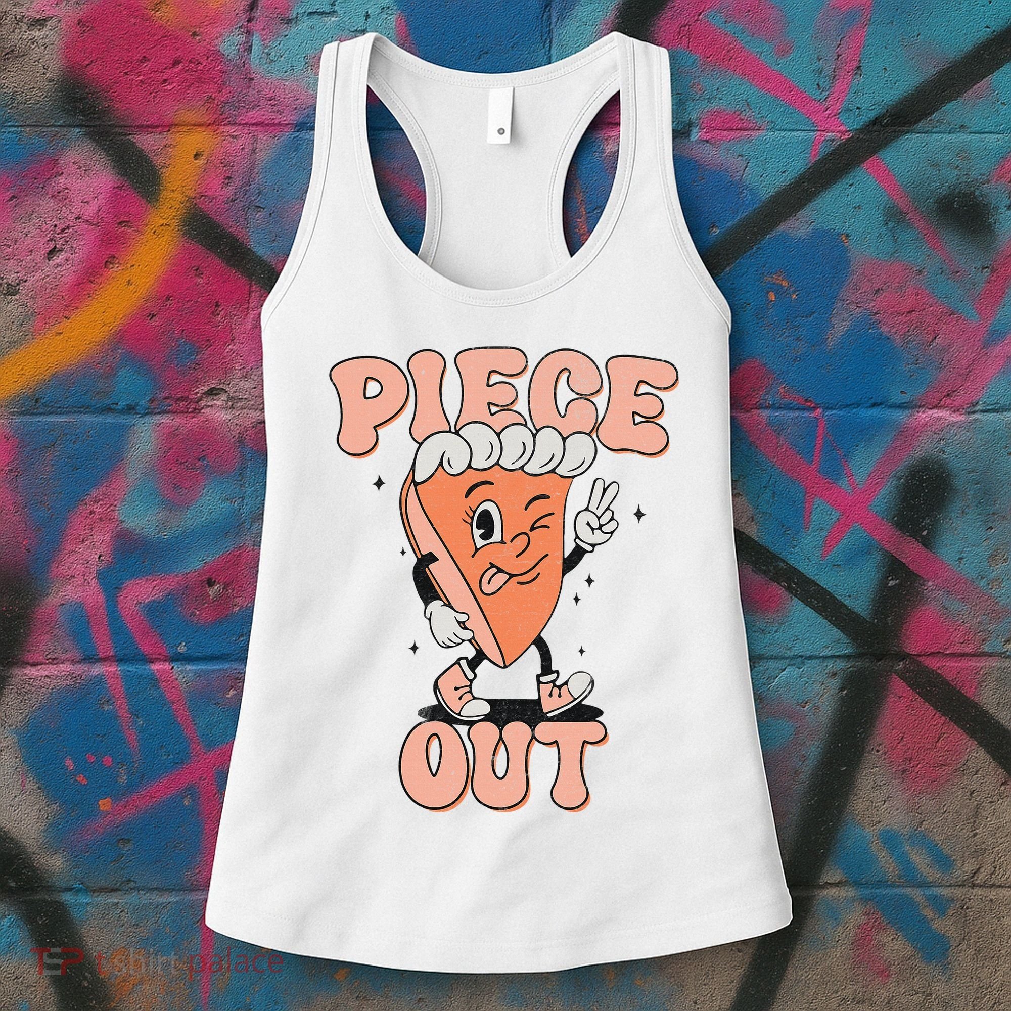Piece Out Pumpkin Pie Retro Thanksgiving Fall Vibes Groovy Women's Tank Top