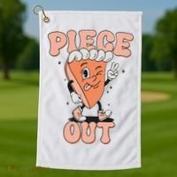 Piece Out Pumpkin Pie Retro Thanksgiving Fall Vibes Groovy Golf Towel thumb 1