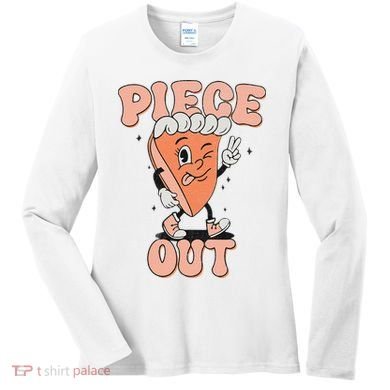 Piece Out Pumpkin Pie Retro Thanksgiving Fall Vibes Groovy Women's Long Sleeve Shirt