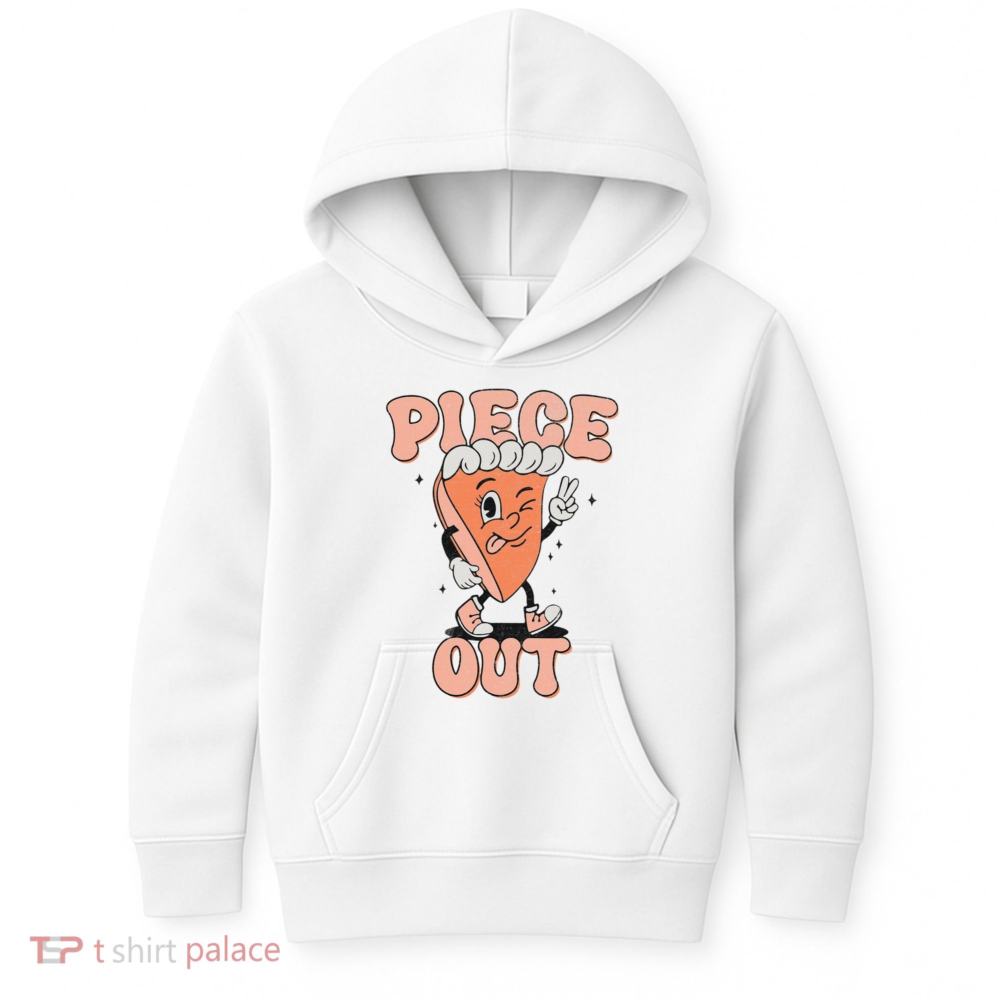 Piece Out Pumpkin Pie Retro Thanksgiving Fall Vibes Groovy Kids Hoodie