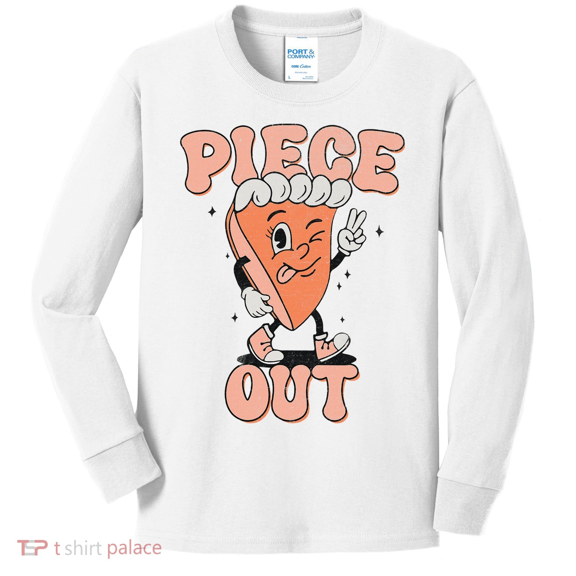 Piece Out Pumpkin Pie Retro Thanksgiving Fall Vibes Groovy Kids Long Sleeve Shirt