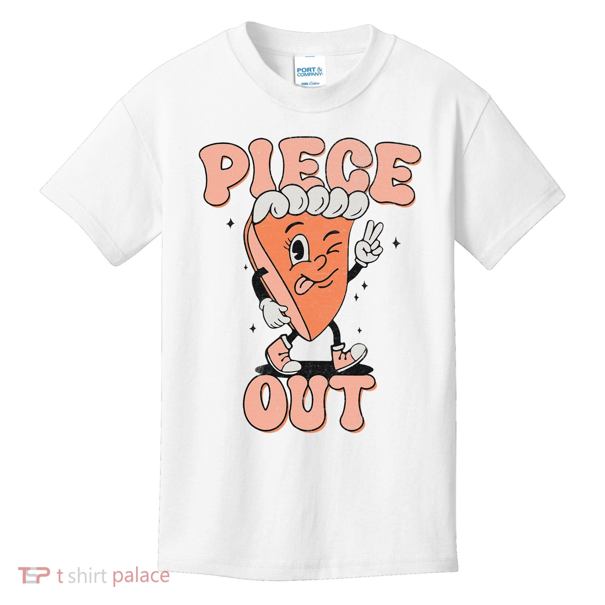 Piece Out Pumpkin Pie Retro Thanksgiving Fall Vibes Groovy Kids T-Shirt