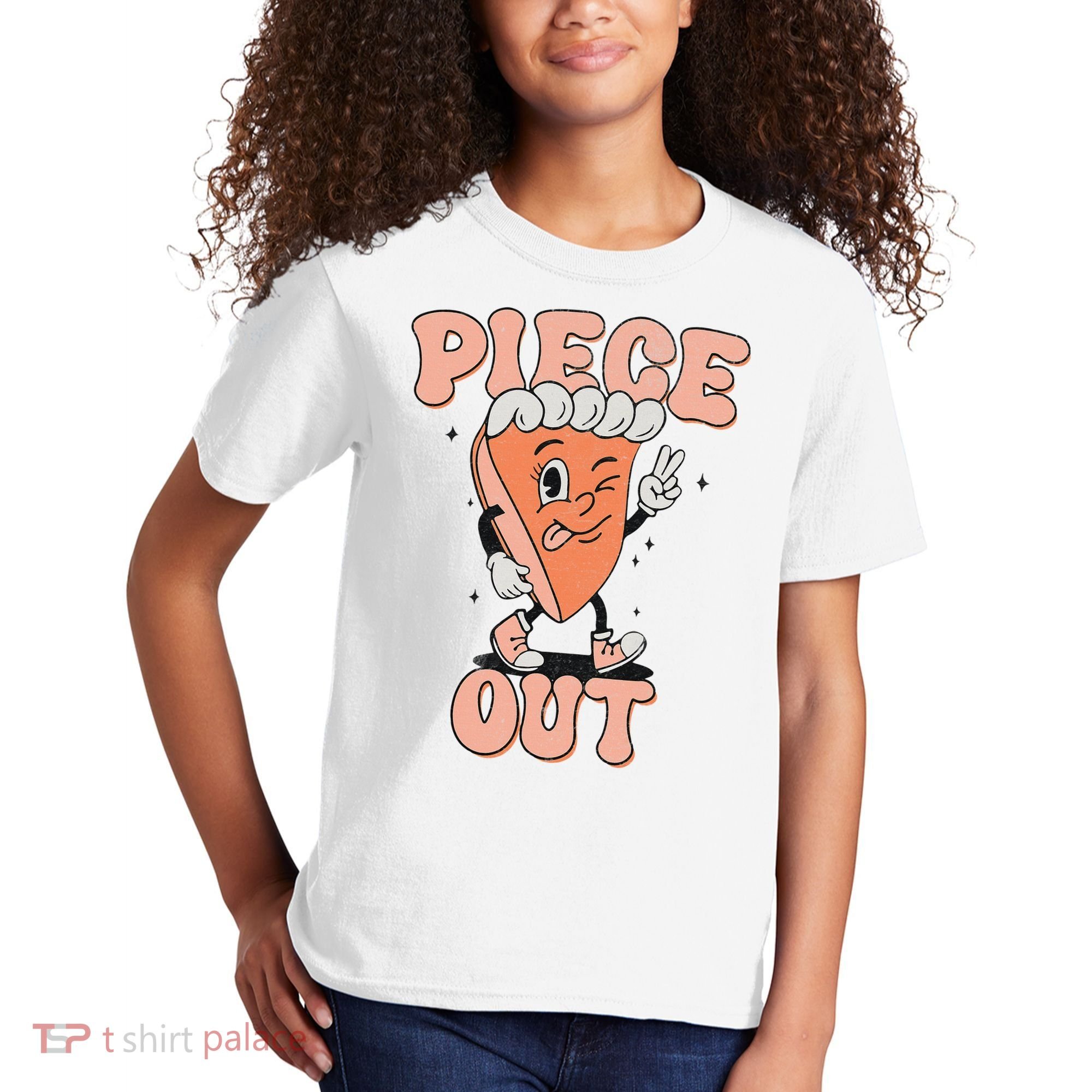 Piece Out Pumpkin Pie Retro Thanksgiving Fall Vibes Groovy Kids T-Shirt