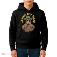 Protect Our Parks! Sasquatch Park Ranger Funny Bigfoot Kids Hoodie thumb 4
