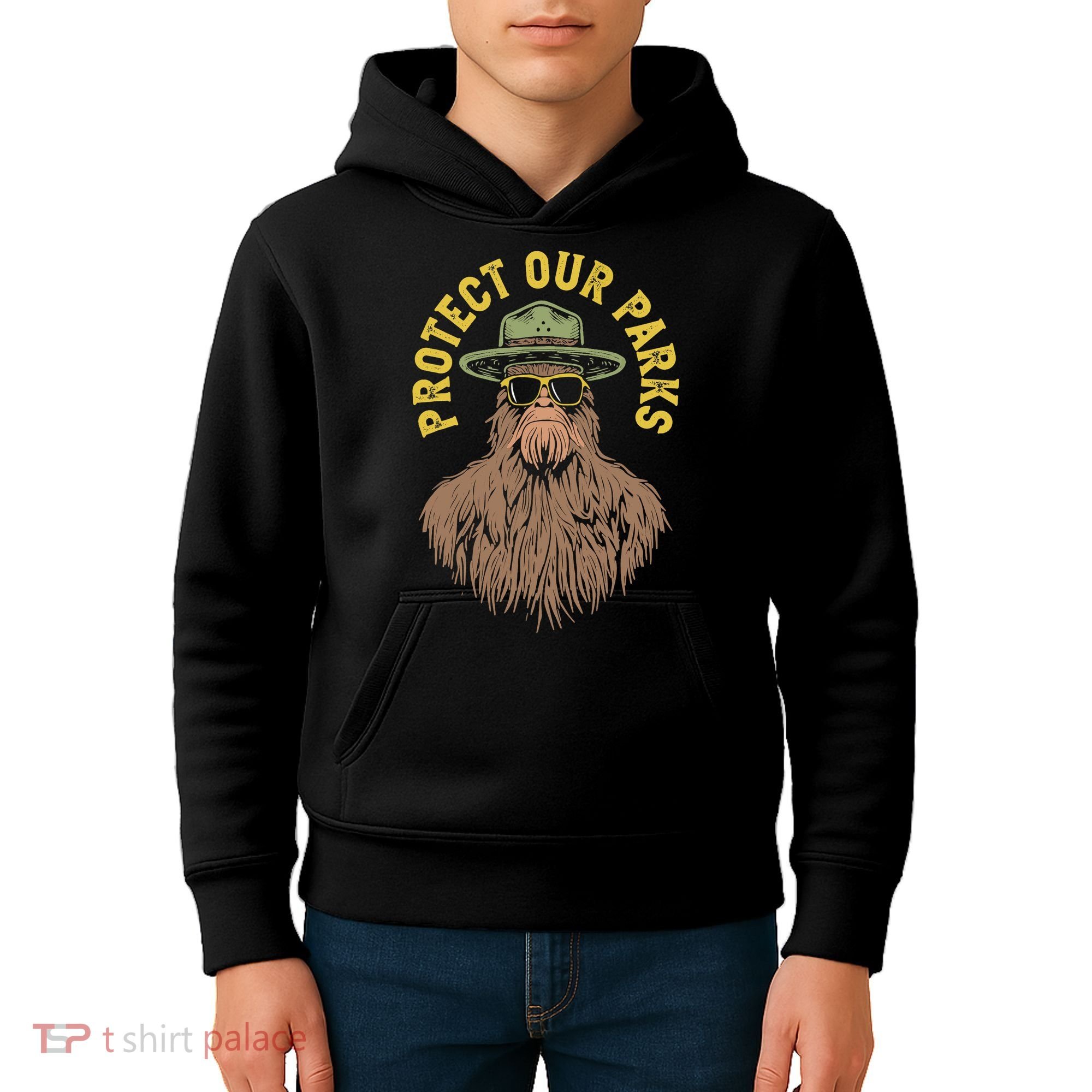 Protect Our Parks! Sasquatch Park Ranger Funny Bigfoot Kids Hoodie