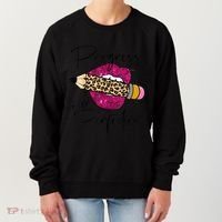 Progress Over Perfection Leopard Pencil Motivational Teacher Women's Sweatshirt thumb 0