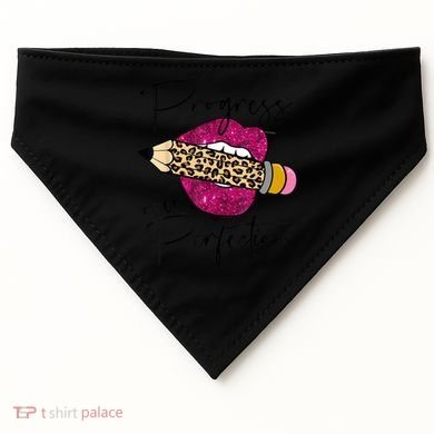Progress Over Perfection Leopard Pencil Motivational Teacher USA-Made Doggie Bandana
