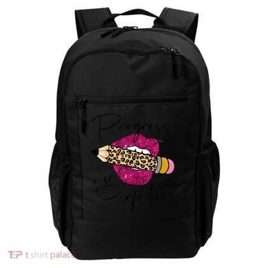 Progress Over Perfection Leopard Pencil Motivational Teacher Backpack