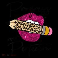 Progress Over Perfection Leopard Pencil Motivational Teacher Bucket Hat thumb 4