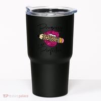 Progress Over Perfection Leopard Pencil Motivational Teacher Tumbler thumb 0