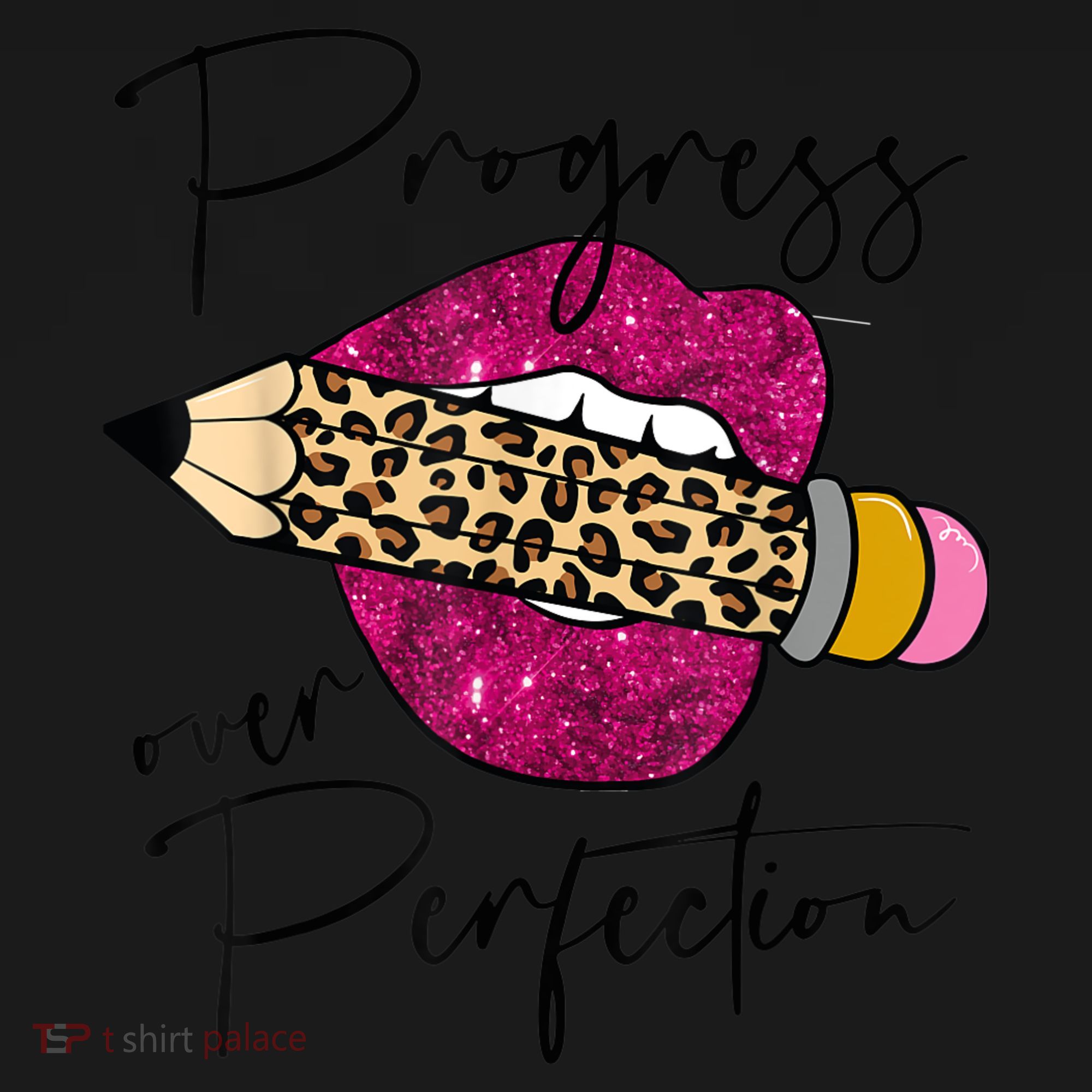 Progress Over Perfection Leopard Pencil Motivational Teacher Women's Tank Top