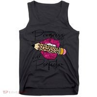 Progress Over Perfection Leopard Pencil Motivational Teacher Tank Top thumb 0