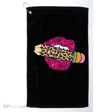 Progress Over Perfection Leopard Pencil Motivational Teacher Golf Towel