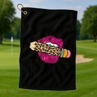Progress Over Perfection Leopard Pencil Motivational Teacher Golf Towel thumb 1