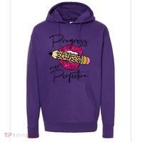 Progress Over Perfection Leopard Pencil Motivational Teacher Hoodie thumb 0