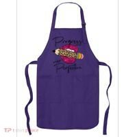 Progress Over Perfection Leopard Pencil Motivational Teacher Apron thumb 0