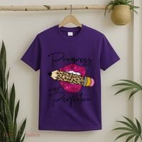 Progress Over Perfection Leopard Pencil Motivational Teacher T-Shirt thumb 2
