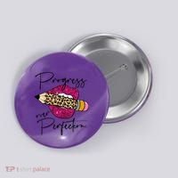 Progress Over Perfection Leopard Pencil Motivational Teacher Button thumb 0