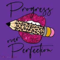 Progress Over Perfection Leopard Pencil Motivational Teacher Coaster thumb 2