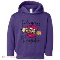 Progress Over Perfection Leopard Pencil Motivational Teacher Toddler Hoodie thumb 0