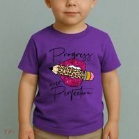 Progress Over Perfection Leopard Pencil Motivational Teacher Toddler T-Shirt thumb 2