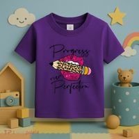 Progress Over Perfection Leopard Pencil Motivational Teacher Toddler T-Shirt thumb 3