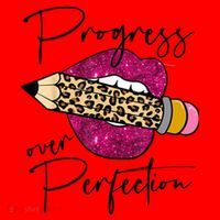 Progress Over Perfection Leopard Pencil Motivational Teacher Santa Hat thumb 1