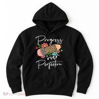 Progress Over Perfection Leopard Pencil Motivational Teacher Hoodie thumb 0