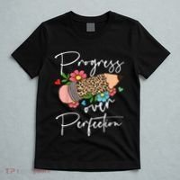 Progress Over Perfection Leopard Pencil Motivational Teacher T-Shirt thumb 5
