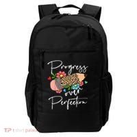 Progress Over Perfection Leopard Pencil Motivational Teacher Backpack thumb 0