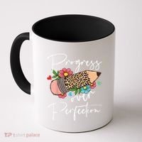 Progress Over Perfection Leopard Pencil Motivational Teacher Coffee Mug thumb 0