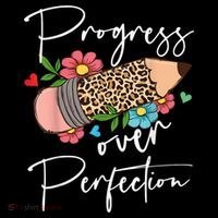 Progress Over Perfection Leopard Pencil Motivational Teacher Women's Hoodie thumb 2