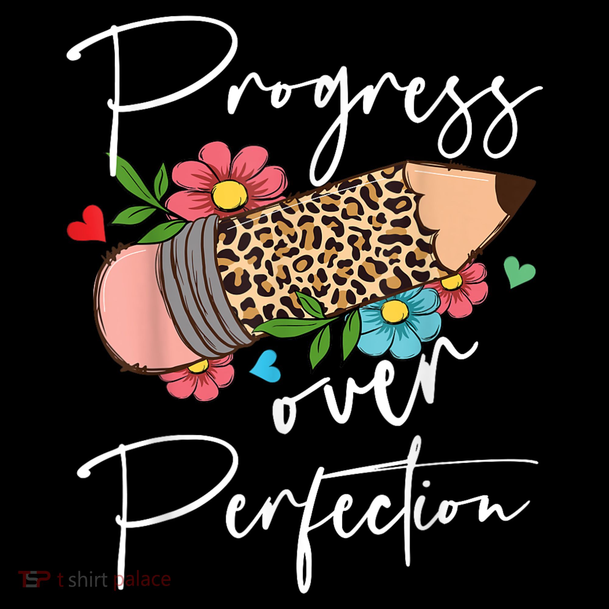Progress Over Perfection Leopard Pencil Motivational Teacher Mousepad
