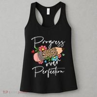 Progress Over Perfection Leopard Pencil Motivational Teacher Women's Tank Top thumb 3