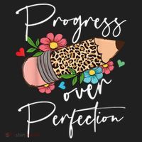 Progress Over Perfection Leopard Pencil Motivational Teacher Hat thumb 2