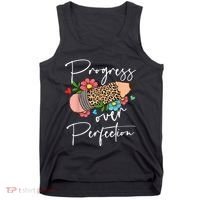 Progress Over Perfection Leopard Pencil Motivational Teacher Tank Top thumb 0
