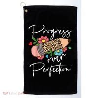 Progress Over Perfection Leopard Pencil Motivational Teacher Golf Towel thumb 0