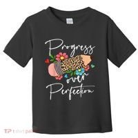 Progress Over Perfection Leopard Pencil Motivational Teacher Toddler T-Shirt thumb 0