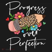 Progress Over Perfection Leopard Pencil Motivational Teacher Kids Hoodie thumb 5