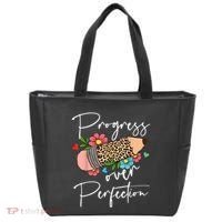 Progress Over Perfection Leopard Pencil Motivational Teacher Tote Bag thumb 0