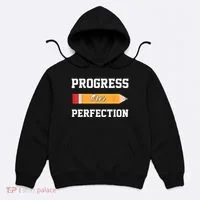 Progress Over Perfection Teacher Funny Pencil Back To Shool Hoodie thumb 0