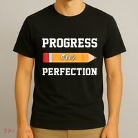 Progress Over Perfection Teacher Funny Pencil Back To Shool T-Shirt thumb 3